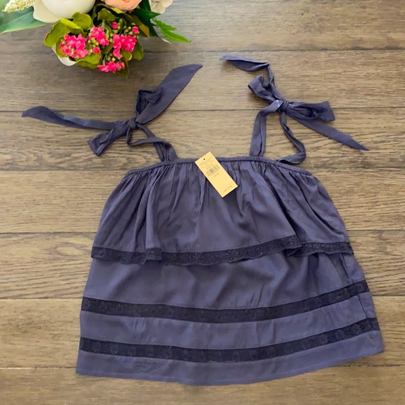 American Eagle XS charcoal ruffle tank NWT - Picture 1 of 4